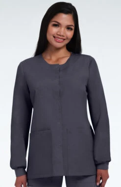 Women's Solid Scrub Jacket With Tablet Pocket