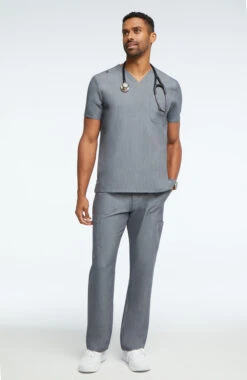 Clearance Men's Solid Scrub Top & Cargo Scrub Pant Set