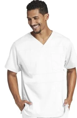 Clearance Men's Paneled V-Neck Solid Scrub Top