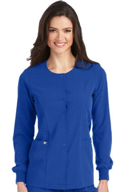 Clearance Women's 2 Pocket Snap Front Solid Scrub Jacket