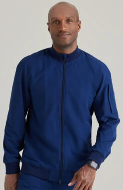 Men's Warm-Up Bomber Solid Scrub Jacket