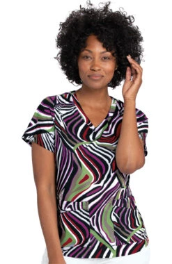Clearance Women's Zebra Delight Print Scrub Top