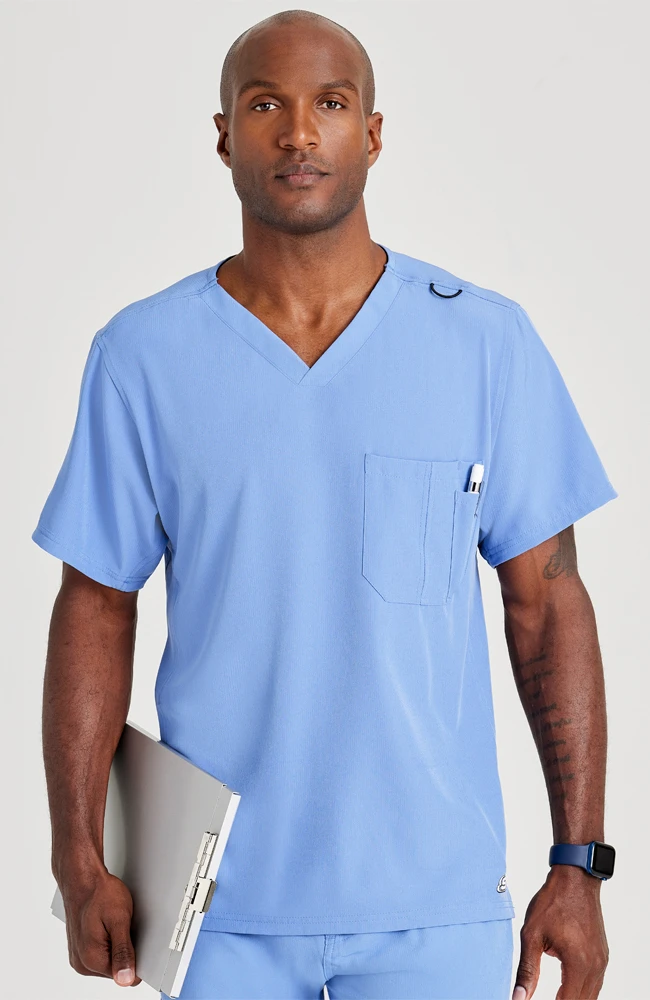 Men's Structure V-Neck Chest Pocket Solid Scrub Top Skechers Men's Structure V-Neck Chest Pocket Solid Scrub Top -Medical Clothing Store 1 bc sk0112 650