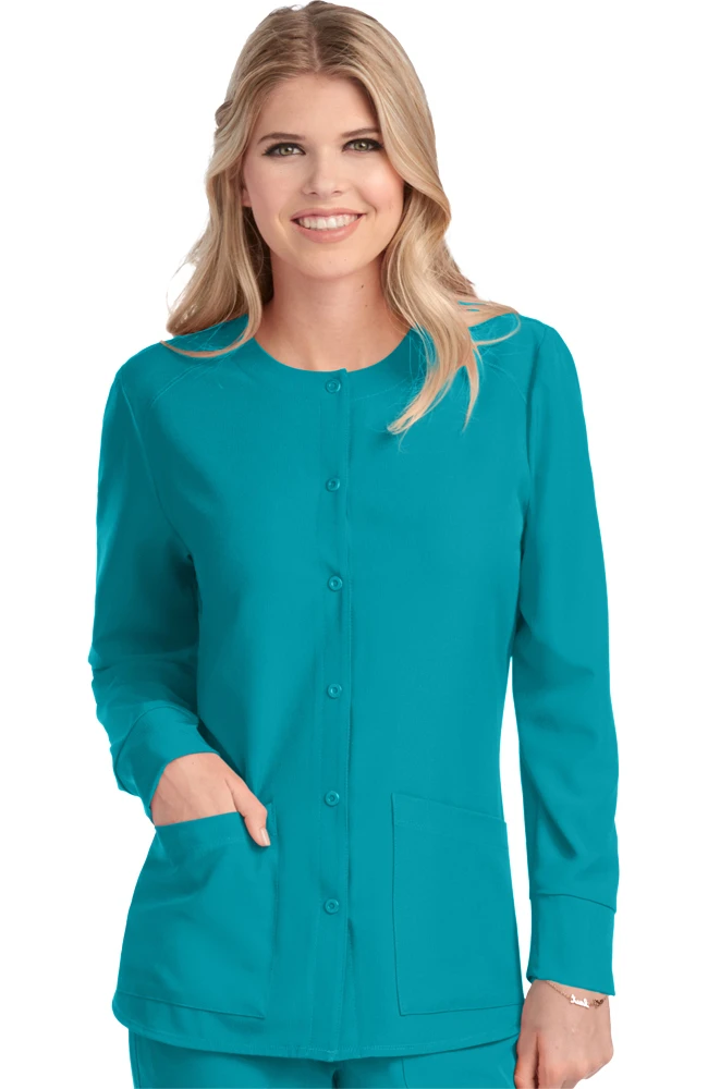 Women's Stability Snap Front Warm Up Solid Scrub Jacket Skechers Women's Stability Snap Front Warm Up Solid Scrub Jacket -Medical Clothing Store 1 bc sk401 650