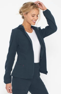 Women's Hoodie Warm Up Solid Scrub Jacket