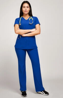 Women's V-Neck Scrub Top & Low Rise Scrub Pant Set
