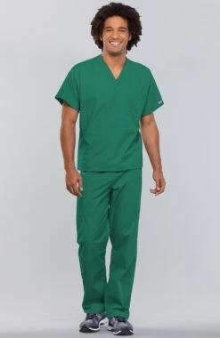 Unisex Durable V-Neck Top & Drawstring Pant Scrub Set