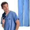 Men's V-Neck Solid Scrub Top & Drawstring Cargo Scrub Pant Set
