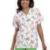 Cherokee Clearance Women's V-Neck 2 Pocket Butterfly Dots Print Scrub Top