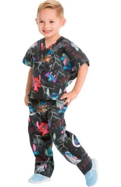 Cherokee Clearance Unisex Kids Spooky Stitch Print Scrub Set