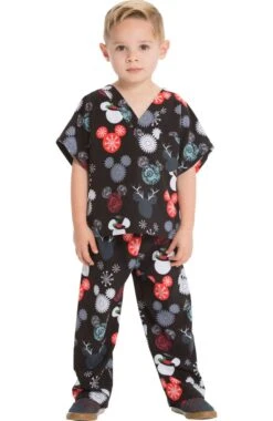 Cherokee Clearance Unisex Kids That's Snow Mickey Print Scrub Set