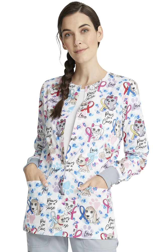 Clearance Women's Snap Front Paws For A Cause Print Jacket Cherokee Clearance Women's Snap Front Paws For A Cause Print Jacket -Medical Clothing Store 1 ck ck301 printclearancewfc 650