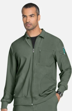 Cherokee Men's Zip Front Warm-Up Solid Scrub Jacket