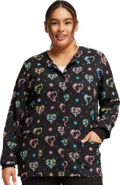 Cherokee Women's Snap Front Care Flor-All Print Scrub Jacket