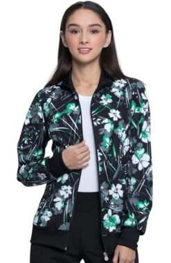 Cherokee Clearance Women's Botanical Gestures Print Scrub Jacket