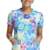 Cherokee Women's Tie Dye Burst Print Scrub Top