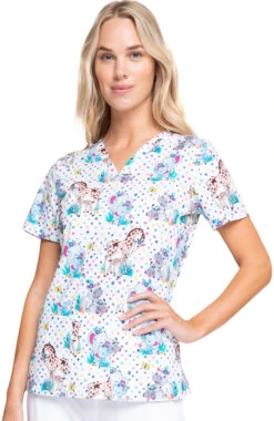 Cherokee Clearance Women's Jungle Babes Print Scrub Top