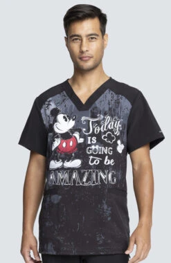Cherokee Clearance Men's Today Is Amazing Print Scrub Top