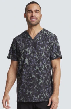 Cherokee Clearance Men's Crosstown Texture Print Scrub Top