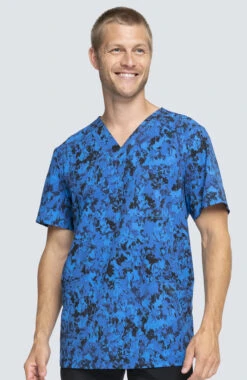 Cherokee Clearance Men's Paint That Grand Print Scrub Top