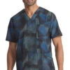Cherokee Men's V-Neck Gradient Grid Print Scrub Top
