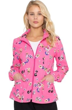 Clearance Women's Warm Up Flowering Fields Print Scrub Jacket