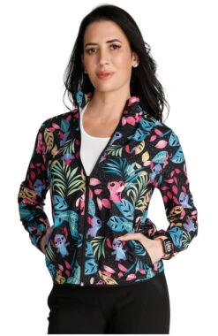Cherokee Women's Packable Angel And Stitch Print Scrub Jacket