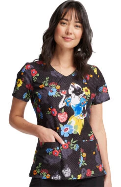 Cherokee Clearance Women's Just One Apple Print Scrub Top