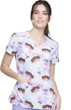 Cherokee Clearance Women's V-Neck Star Wars Print Scrub Top