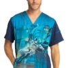 Cherokee Clearance Men's Swing Into Action Print Scrub Top