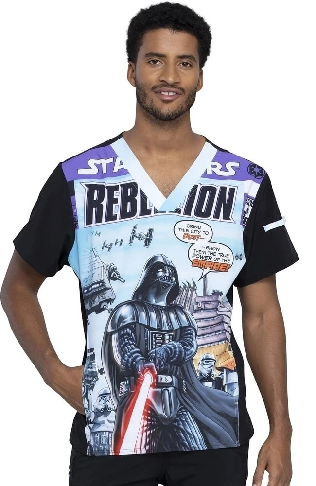 Clearance Men's Rebellion Print Scrub Top Cherokee Clearance Men's Rebellion Print Scrub Top -Medical Clothing Store 1 ck tf708 printclearancerel 650