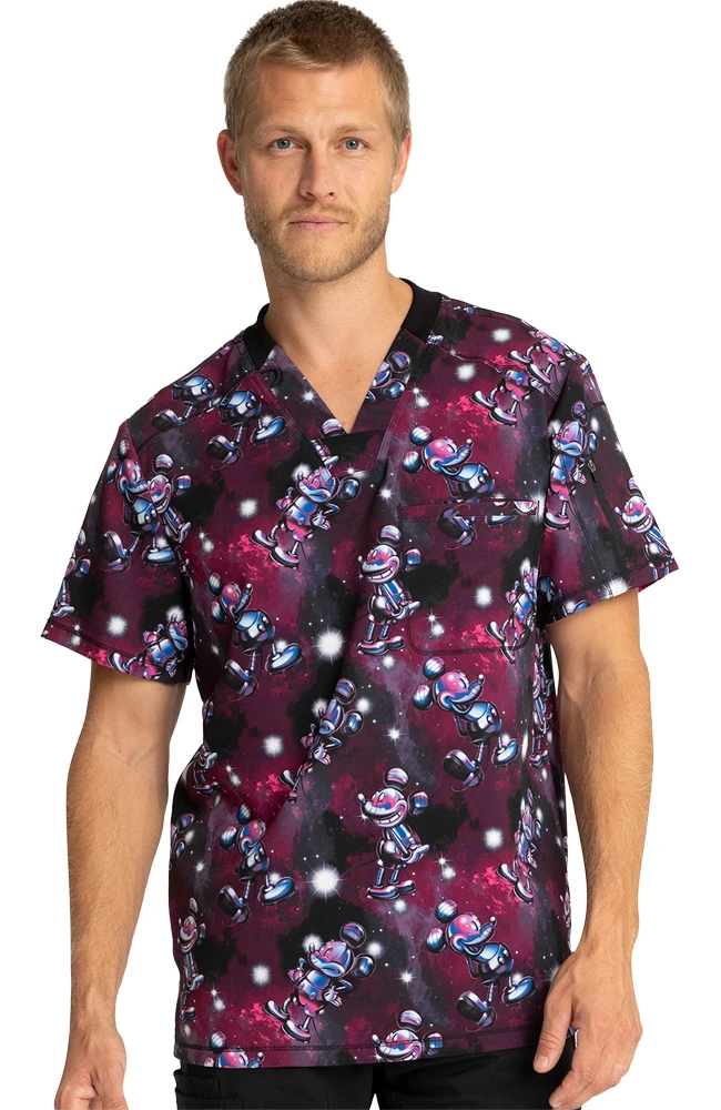 Clearance Men's Metallic Mickey Print Scrub Top Cherokee Clearance Men's Metallic Mickey Print Scrub Top -Medical Clothing Store 1 ck tf730 printclearancekei 650