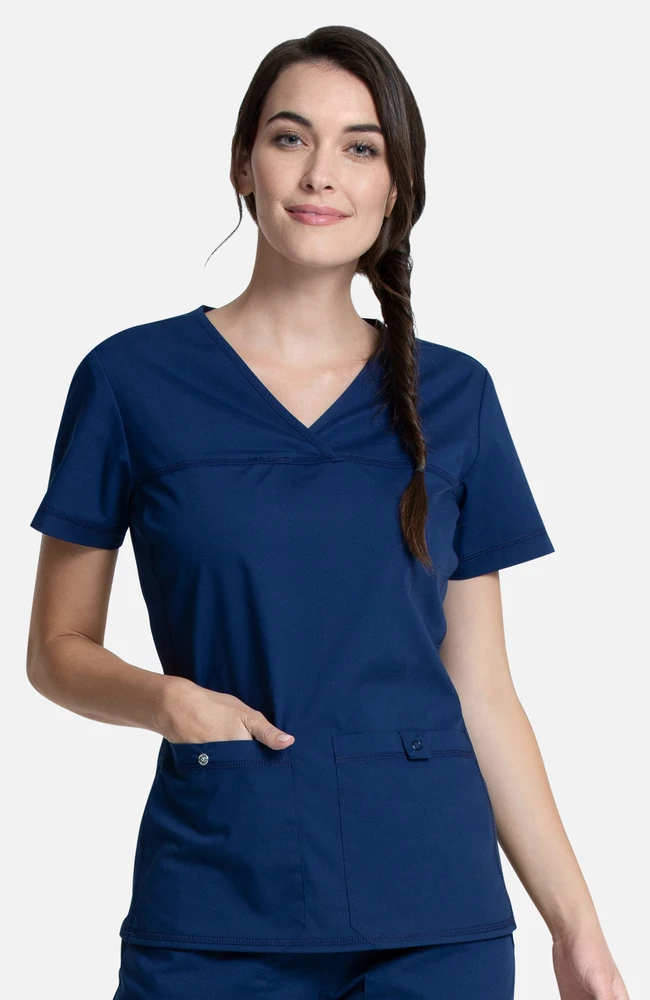 Women's Knit Panel Solid Scrub Top Women's Knit Panel Solid Scrub Top -Medical Clothing Store 1 ck ww2968 650