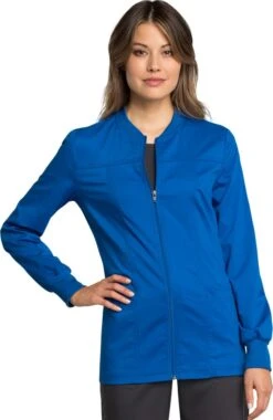 Women's Zip Front Solid Scrub Jacket