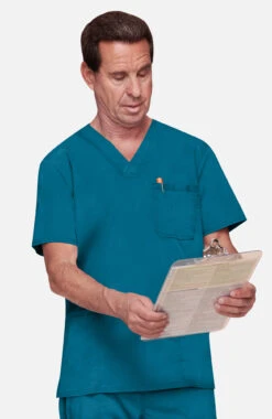 Men's V-Neck Utility Solid Scrub Top
