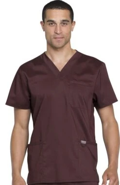 Clearance Men's V-Neck Utility Solid Scrub Top