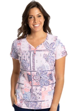 Clearance Women's Isabel Patch Work Print Scrub Top