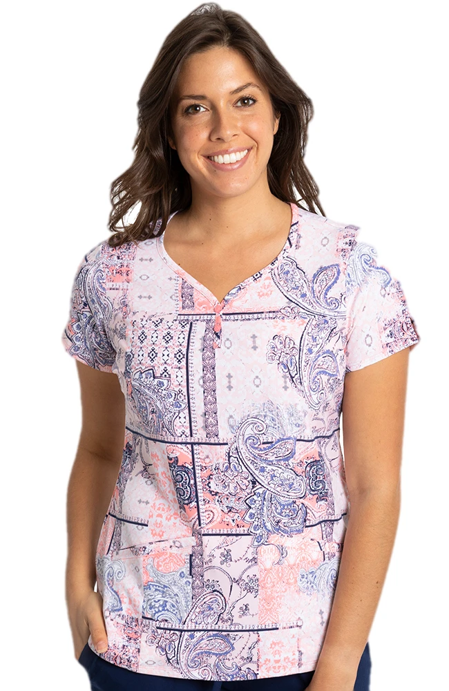 Clearance Women's Isabel Patch Work Print Scrub Top Clearance Women's Isabel Patch Work Print Scrub Top -Medical Clothing Store 1 hh 2218 printclearancepwk 650