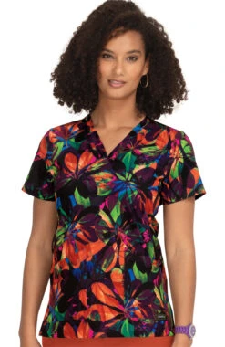 Clearance Planet Koi Women's Aria Falling Leaves Print Scrub Top