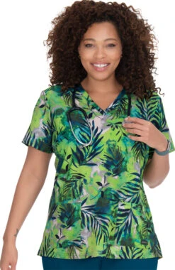Women's Isla Breezy Palm Print Scrub Top
