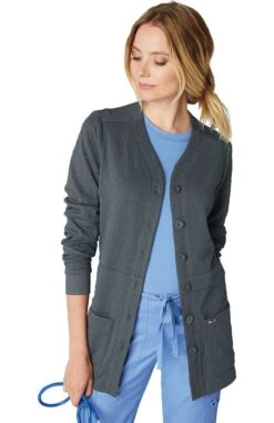 Clearance Women's Claire Button Front Solid Cardigan Scrub Jacket