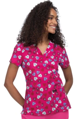 Clearance Women's Bell Sweet Candy Print Scrub Top