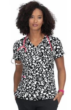 Clearance Women's Doll Vine Print Scrub Top