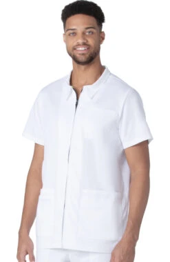 Men's Collared Zip Front Solid Scrub Top