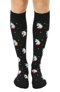 Unisex 15-20 Mmhg Lightweight Unicorn Print Compression Socks