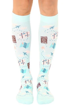 Unisex 15-20 Mmhg Lightweight Travel Print Compression Socks