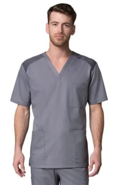 Clearance Men's COOLMAX V-Neck Mesh Panel Solid Scrub Top
