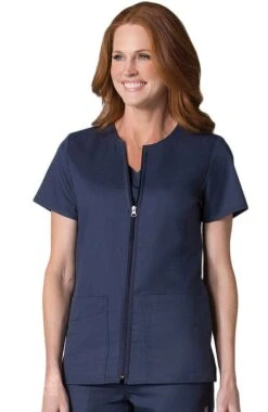Clearance Women's COOLMAX Short Sleeve Zip Front Solid Scrub Jacket