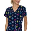 Women's Vicky Daisy Dance Print Scrub Top