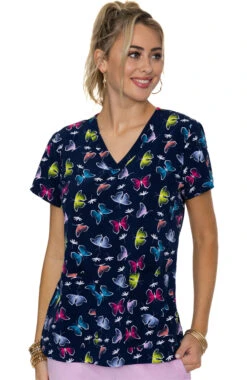 Women's Vicky Daisy Dance Print Scrub Top